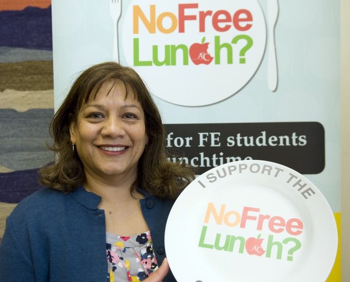 Valerie at the No Free Lunch? Campaign.